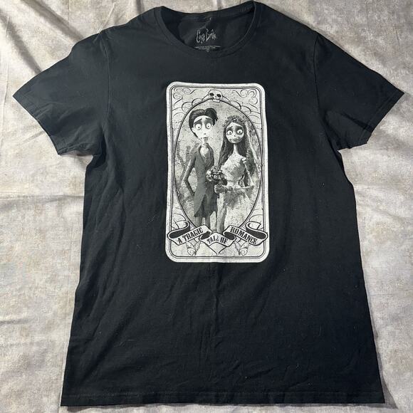 Tim Burtons Corpse Bride T-shirt Women M Black Graphic Print Logo. - Picture 1 of 7